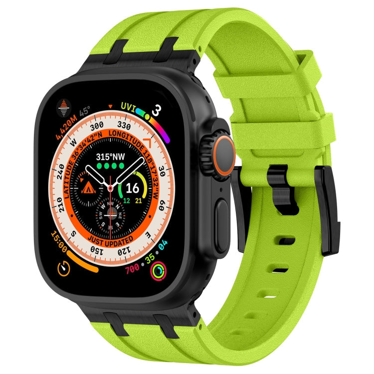 Lisslune | For Apple Watch Ultra 2 49mm Stone Grain Liquid Silicone Band (Black Green)