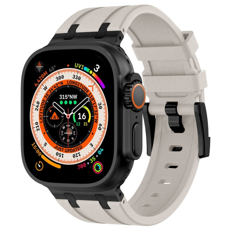 Lisslune | For Apple Watch Ultra 2 49mm Stone Grain Liquid Silicone Watch Band (Black Stardust)