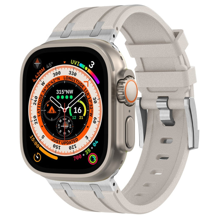 Lisslune | For Apple Watch Ultra 2 49mm Stone Texture Liquid Silicone Watch Strap (Silver Starlight)