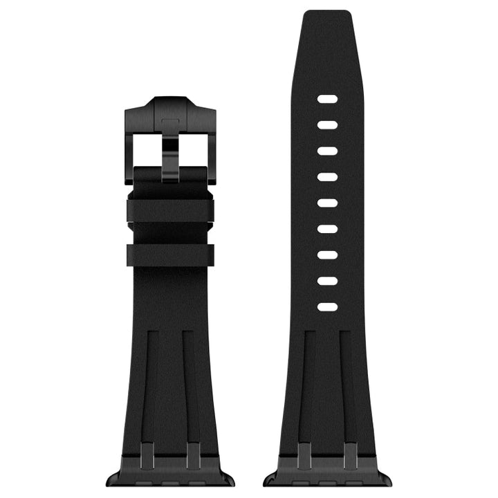 Lisslune | For Apple Watch Ultra 49mm Stone Grain Liquid Silicone Watch Strap (Black Black)