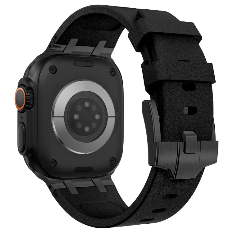 Lisslune | For Apple Watch Ultra 49mm Stone Grain Liquid Silicone Watch Strap (Black Black)