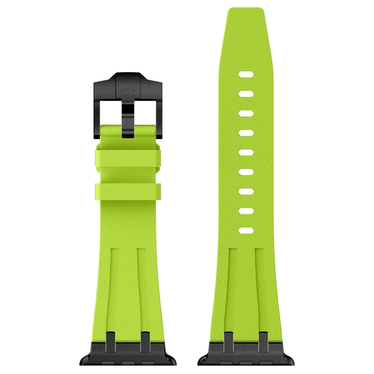 Lisslune | For Apple Watch Ultra 49mm Stone Grain Liquid Silicone Watch Strap (Black Green)