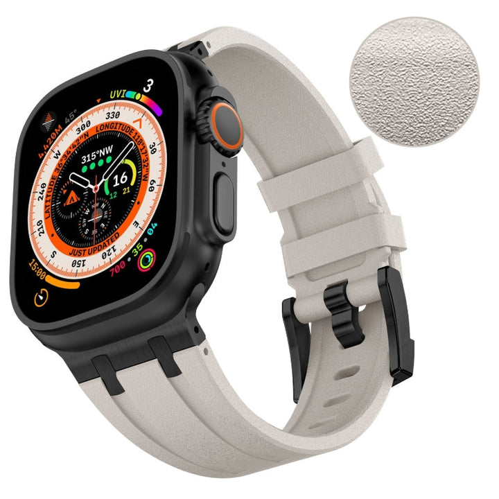 Lisslune | For Apple Watch Ultra 49mm Stone Grain Liquid Silicone Watch Strap (Black Starry Light)