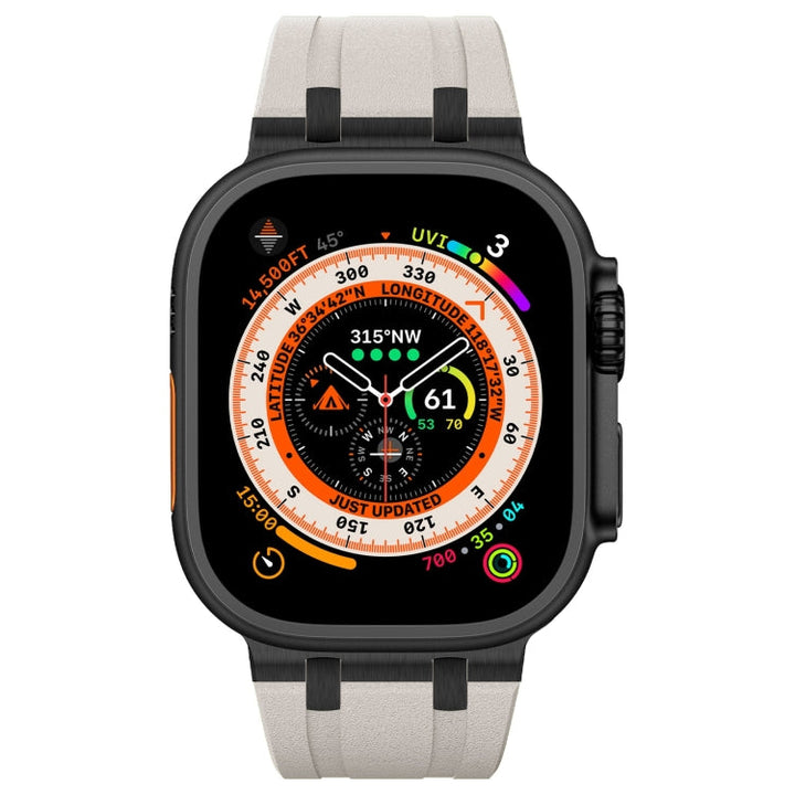 Lisslune | For Apple Watch Ultra 49mm Stone Grain Liquid Silicone Watch Strap (Black Starry Light)