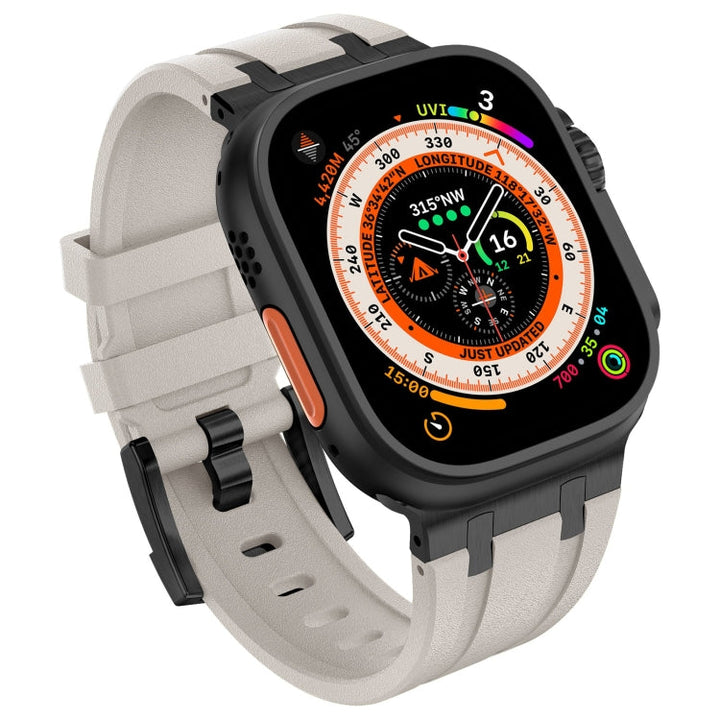Lisslune | For Apple Watch Ultra 49mm Stone Grain Liquid Silicone Watch Strap (Black Starry Light)