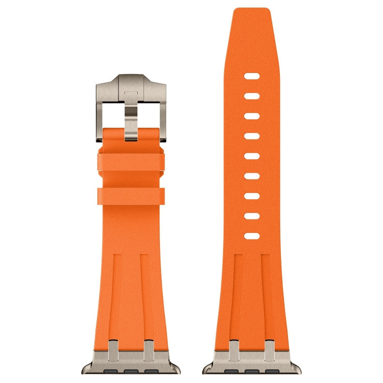 Lisslune | For Apple Watch Ultra 49mm Stone Pattern Liquid Silicone Watch Band (Titanium Orange)
