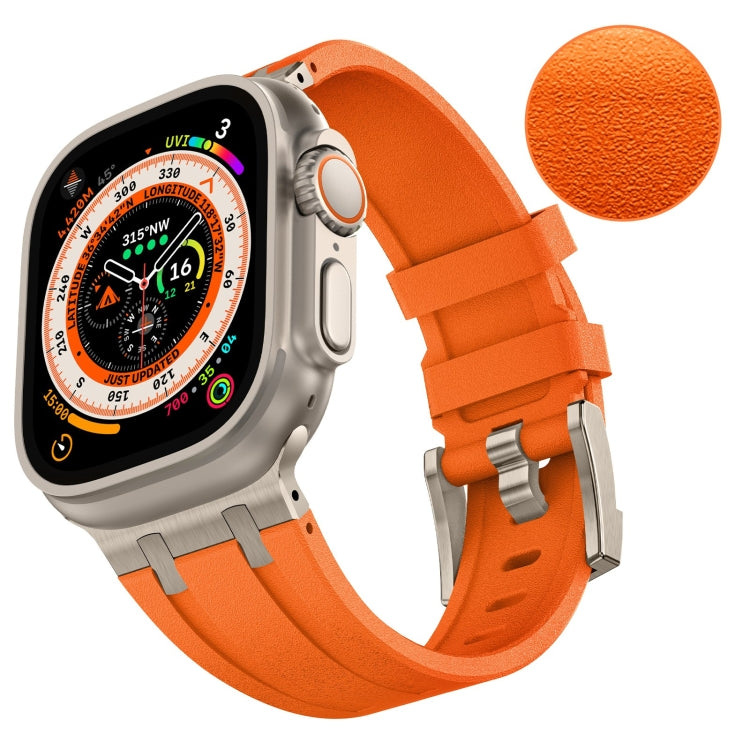 Lisslune | For Apple Watch Ultra 49mm Stone Pattern Liquid Silicone Watch Band (Titanium Orange)