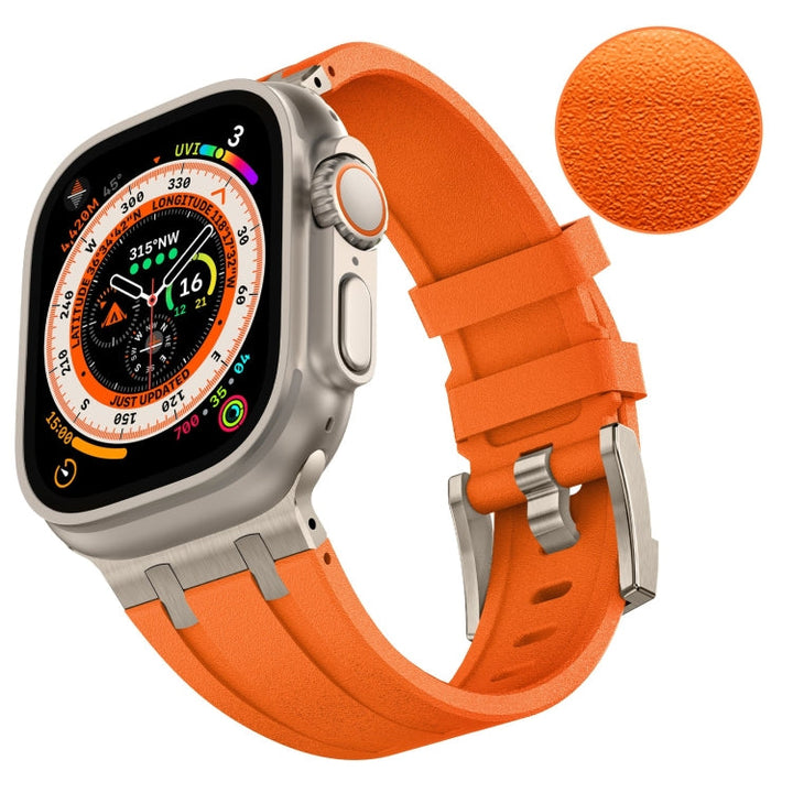 Lisslune | For Apple Watch Ultra 49mm Stone Pattern Liquid Silicone Watch Band (Titanium Orange)