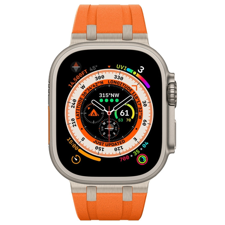 Lisslune | For Apple Watch Ultra 49mm Stone Pattern Liquid Silicone Watch Band (Titanium Orange)