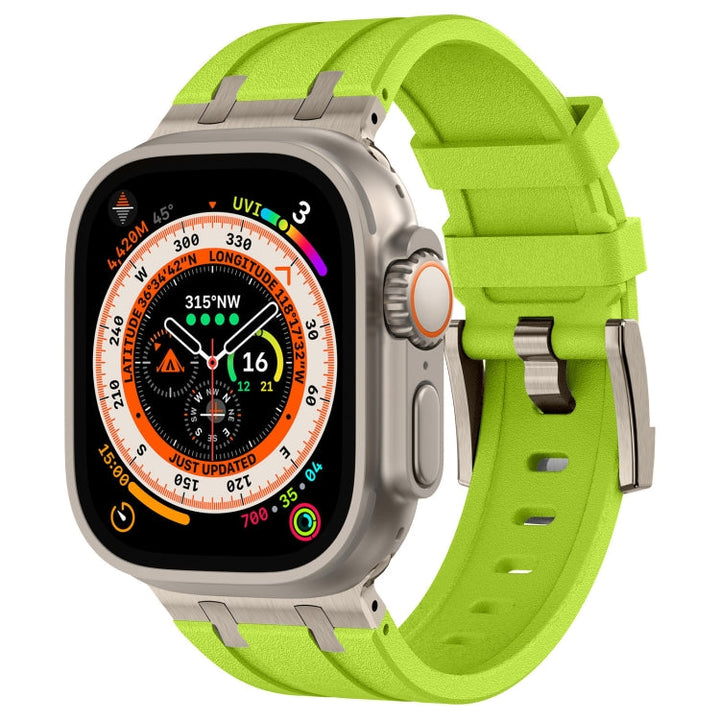 Lisslune | For Apple Watch Ultra 49mm Stone Grain Liquid Silicone Watch Strap (Titanium Green)
