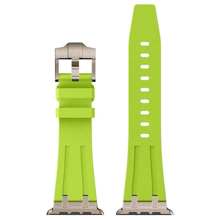 Lisslune | For Apple Watch Ultra 49mm Stone Grain Liquid Silicone Watch Strap (Titanium Green)