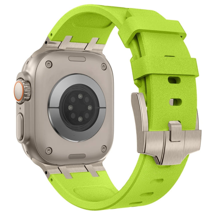 Lisslune | For Apple Watch Ultra 49mm Stone Grain Liquid Silicone Watch Strap (Titanium Green)
