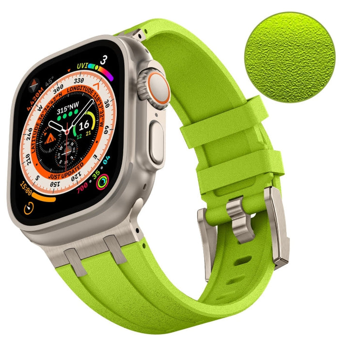 Lisslune | For Apple Watch Ultra 49mm Stone Grain Liquid Silicone Watch Strap (Titanium Green)