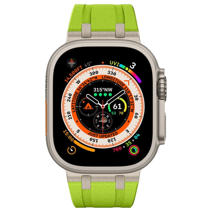 Lisslune | For Apple Watch Ultra 49mm Stone Grain Liquid Silicone Watch Strap (Titanium Green)