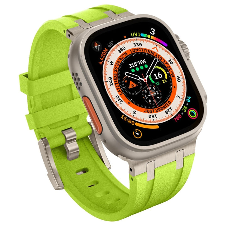 Lisslune | For Apple Watch Ultra 49mm Stone Grain Liquid Silicone Watch Strap (Titanium Green)