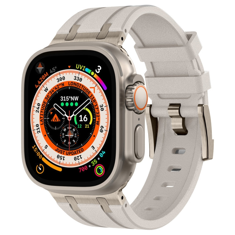 Lisslune | For Apple Watch Ultra 49mm Stone Pattern Liquid Silicone Band (Titanium Starlight)