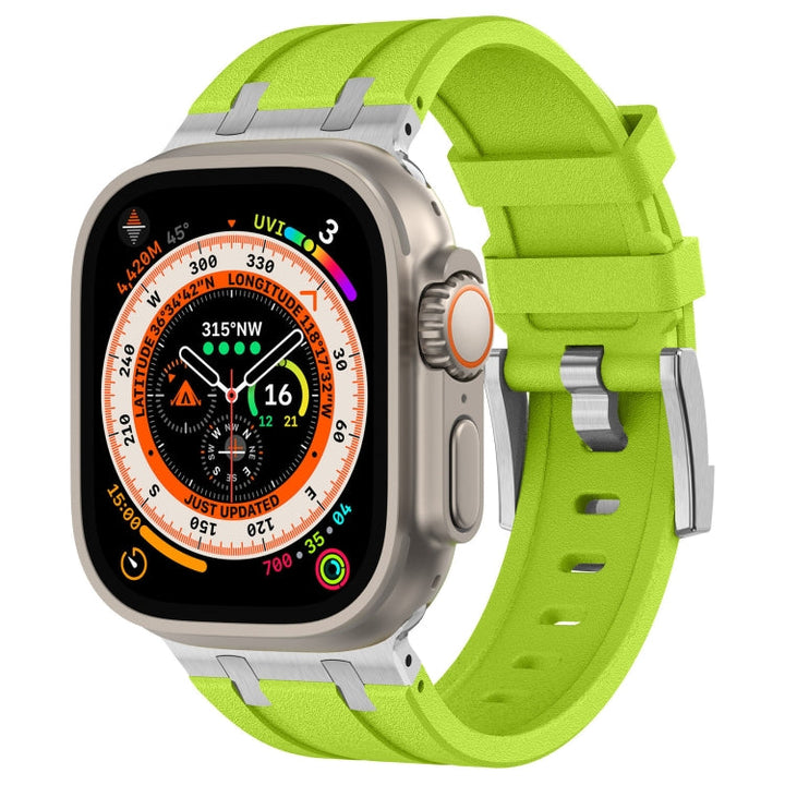 Lisslune | For Apple Watch Ultra 49 mm Stone Grain Liquid Silicone Watch Strap (Silver Green)