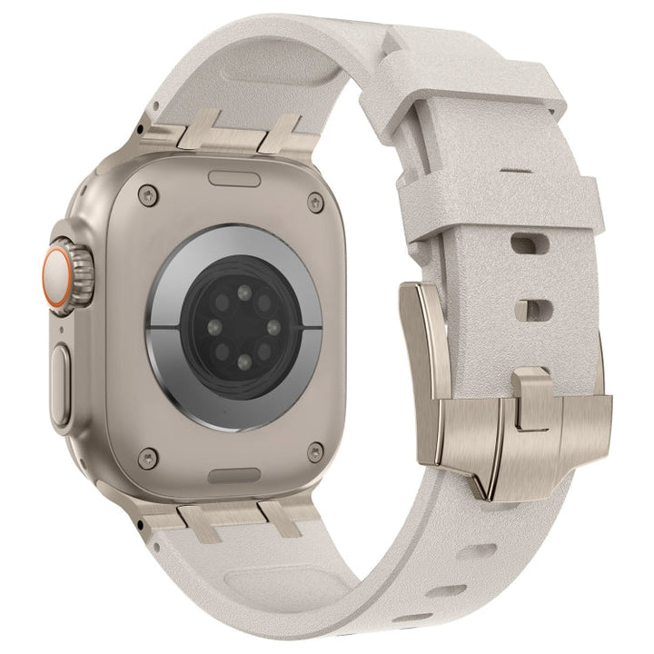 Lisslune | For Apple Watch Series 8 45mm Stone Grain Liquid Silicone Watch Band (Titanium Starlight)