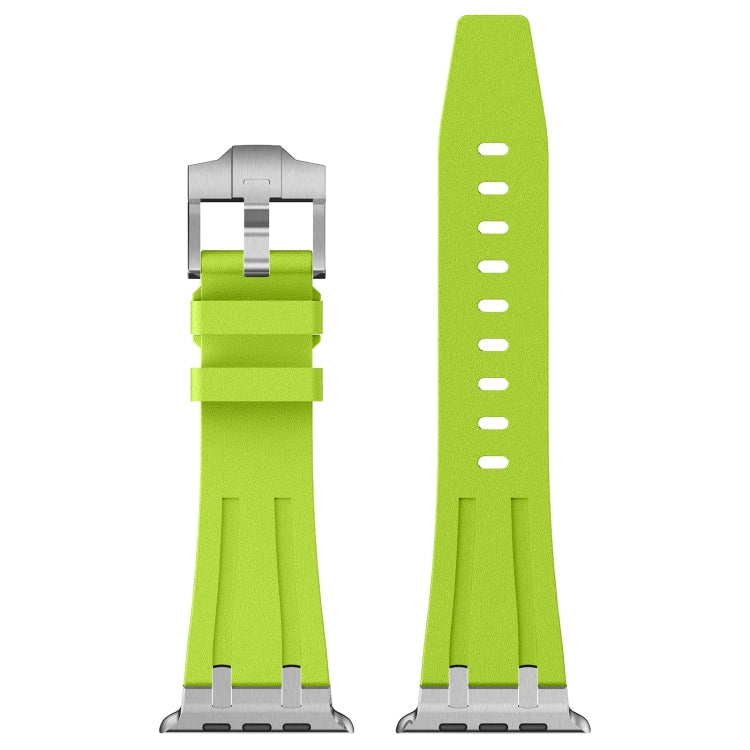 Lisslune | For Apple Watch Series 8 45mm Stone Grain Liquid Silicone Watch Band (Silver Green)