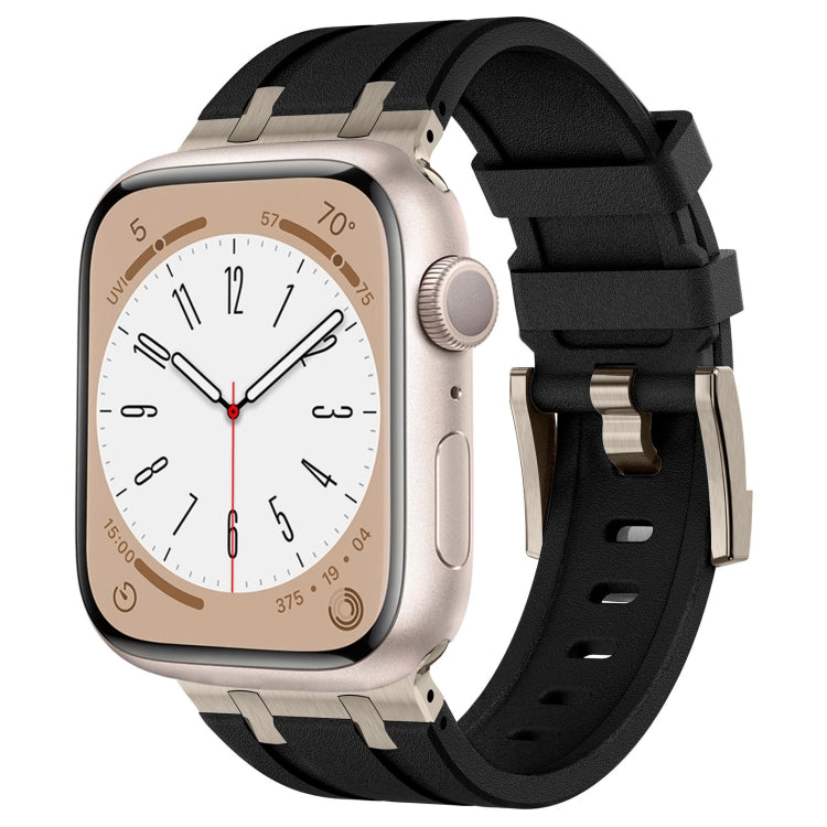 Lisslune | For Apple Watch SE 2022 44mm Stone Grain Liquid Silicone Strap (Titanium Black)