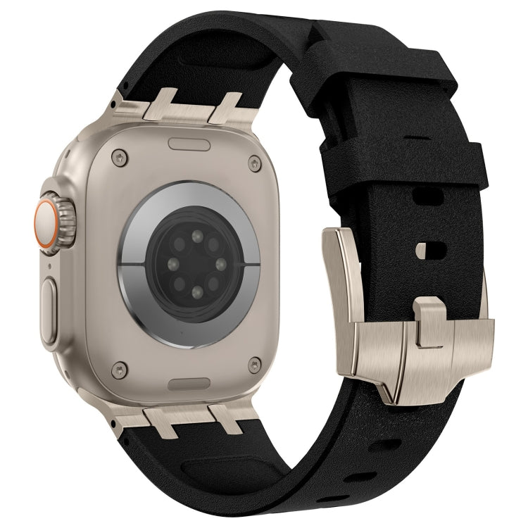 Lisslune | For Apple Watch SE 2022 44mm Stone Grain Liquid Silicone Strap (Titanium Black)