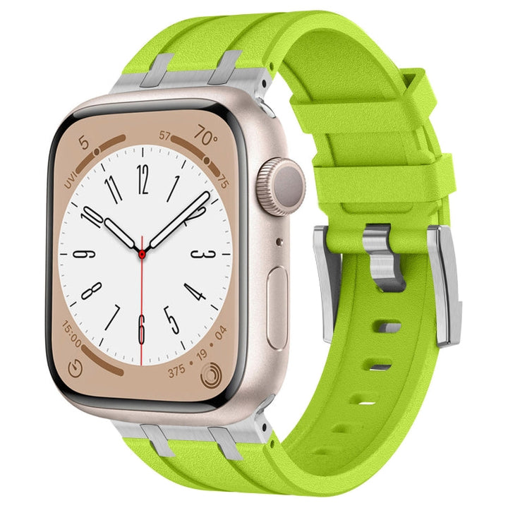 Lisslune | For Apple Watch SE 2022 44mm Stone Texture Liquid Silicone Band (Silver Green)