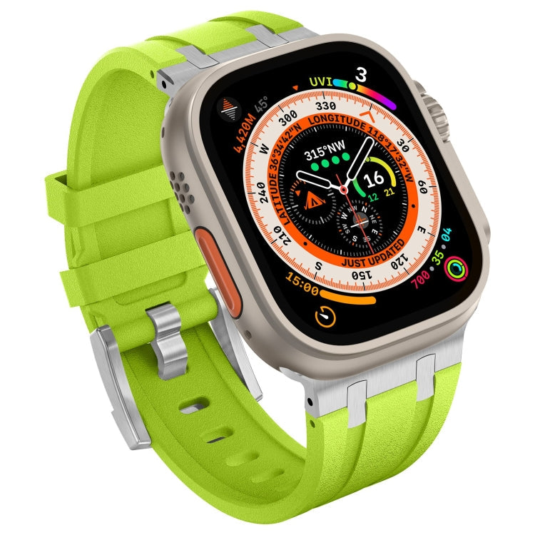 Lisslune | For Apple Watch SE 2022 44mm Stone Texture Liquid Silicone Band (Silver Green)