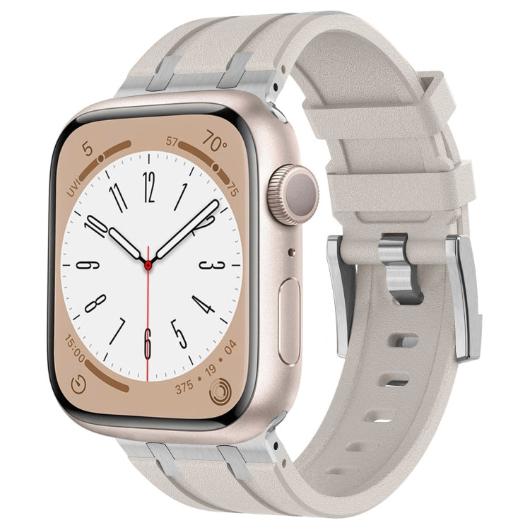 Lisslune | For Apple Watch SE 2022 44mm Stone Grain Liquid Silicone Watch Band (Silver Star Light)