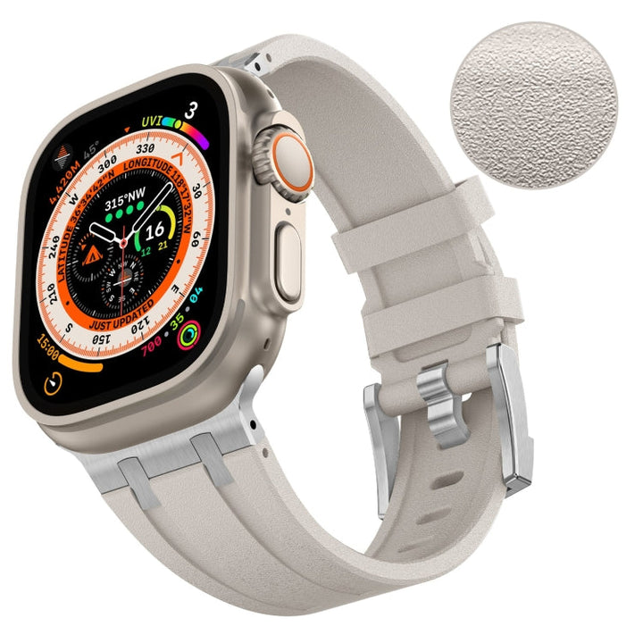 Lisslune | For Apple Watch SE 2022 44mm Stone Grain Liquid Silicone Watch Band (Silver Star Light)