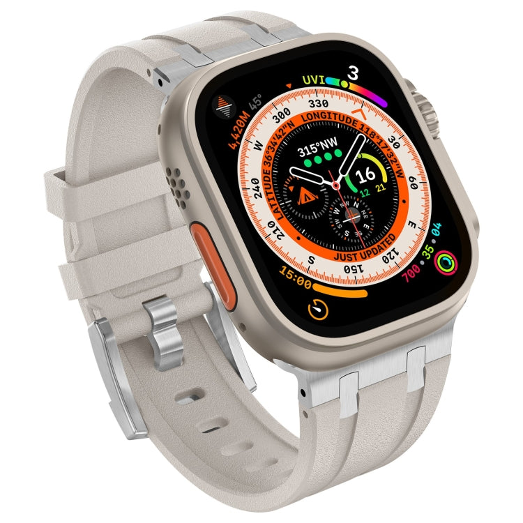 Lisslune | For Apple Watch SE 2022 44mm Stone Grain Liquid Silicone Watch Band (Silver Star Light)