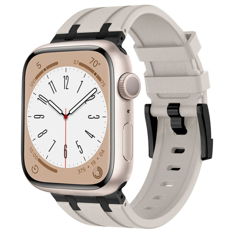 Lisslune | For Apple Watch SE 44mm Stone Texture Liquid Silicone Watch Band (Black Starlight)