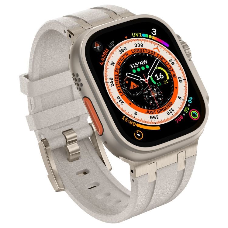 Lisslune | For Apple Watch SE 44mm Stone Grain Liquid Silicone Watch Strap (Titanium Starlight)