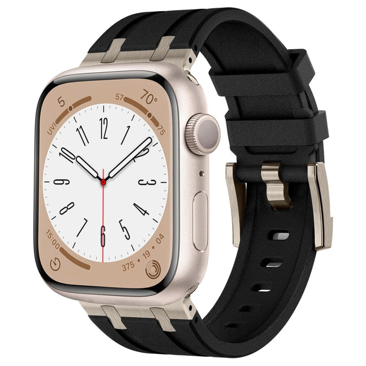 Lisslune | For Apple Watch Series 2 42mm Stone Structure Liquid Silicone Watch Band (Titanium Black)