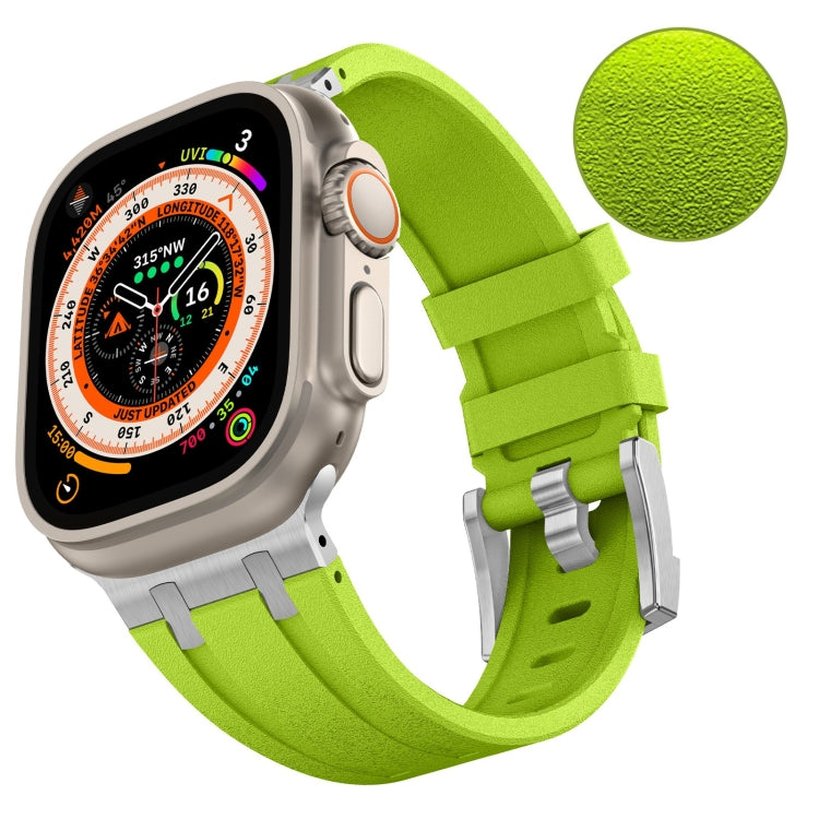 Lisslune | For Apple Watch Series 2 42mm Stone Grain Liquid Silicone Watch Band (Silver Green)