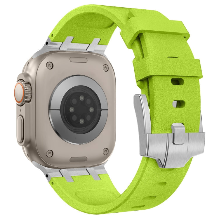 Lisslune | For Apple Watch 42mm Stone Texture Liquid Silicone Watch Band (Silver Green)