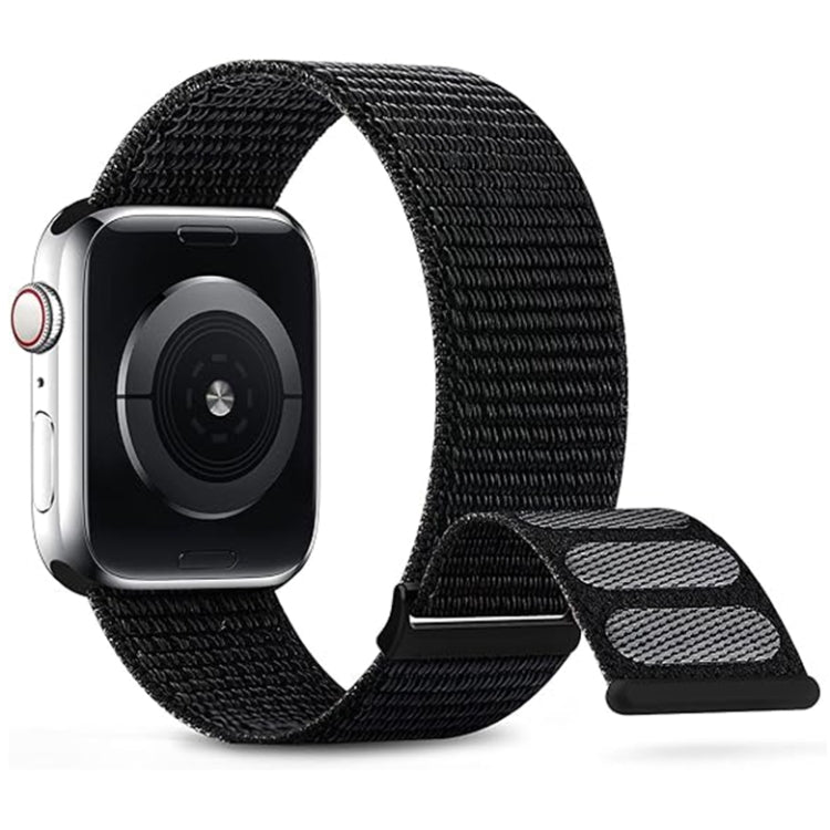 Lisslune | For Apple Watch Series 3 42mm Dual Hook and Loop Nylon Watch Band (Dark Black)