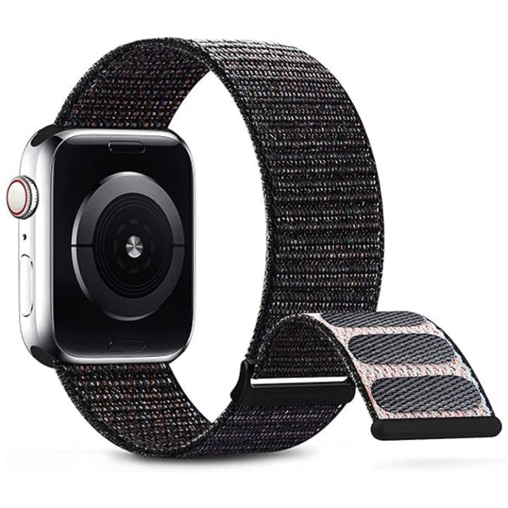 Lisslune | For Apple Watch 42mm Dual Hook and Loop Nylon Watch Band (Reflective Black)