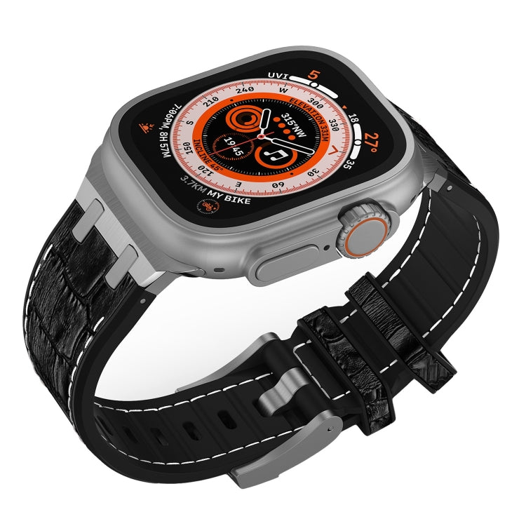 Lisslune | For Apple Watch SE 2023 40 mm Crocodile Texture Liquid Silicone Watch Band (Silver White Black)