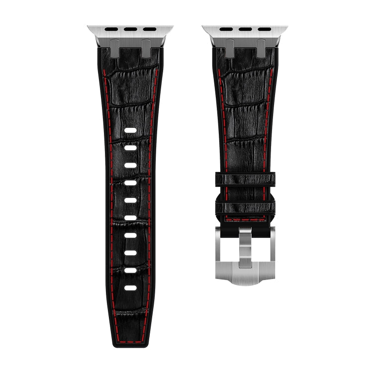 Lisslune | For Apple Watch Series 2 42mm Crocodile Texture Liquid Silicone Watch Band (Silver Yellow Black)