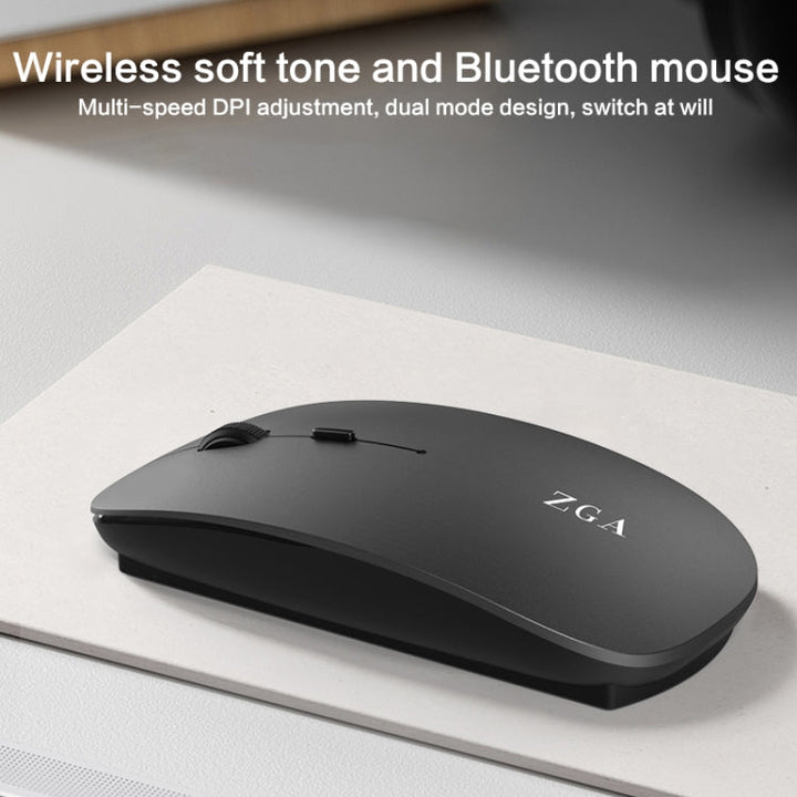 Lisslune | ZGA Chinchilla Dual Mode Wireless 2.4G + Bluetooth 5.0 Mouse (Black)