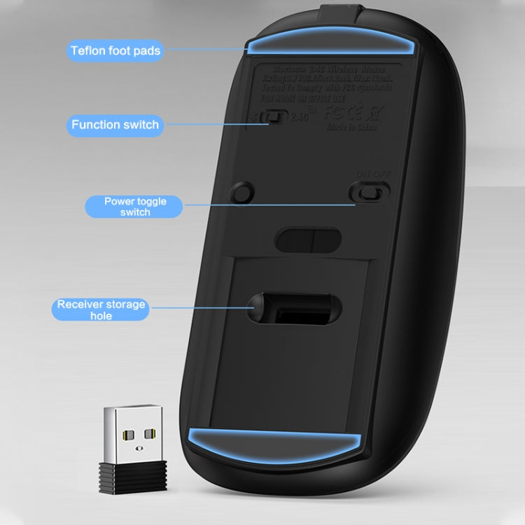Lisslune | ZGA Chinchilla Dual Mode Wireless 2.4G + Bluetooth 5.0 Mouse (Black)