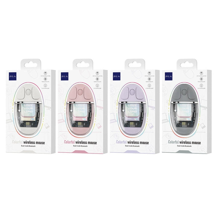 Lisslune | ZGA Colorful Transparent Dual-Mode Wireless 2.4G + Bluetooth 5.0 Mouse (Pink)