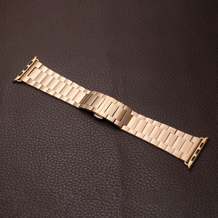 Lisslune | For Apple Watch 42mm Three-Bead Butterfly Clasp Metal Band (Rose Gold)