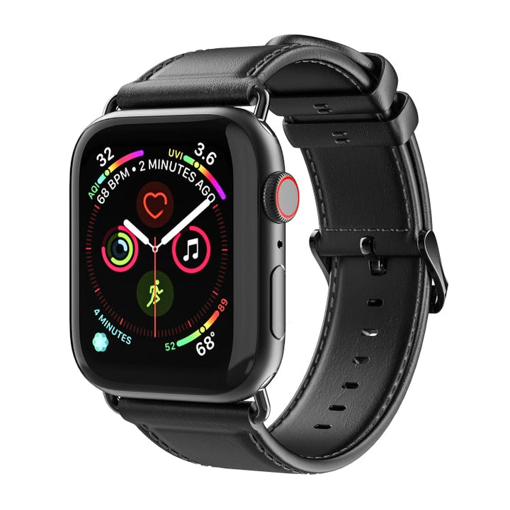 Lisslune | For Apple Watch SE 2023 40mm DUX DUCIS Business Genuine Leather Watch Band (Black)