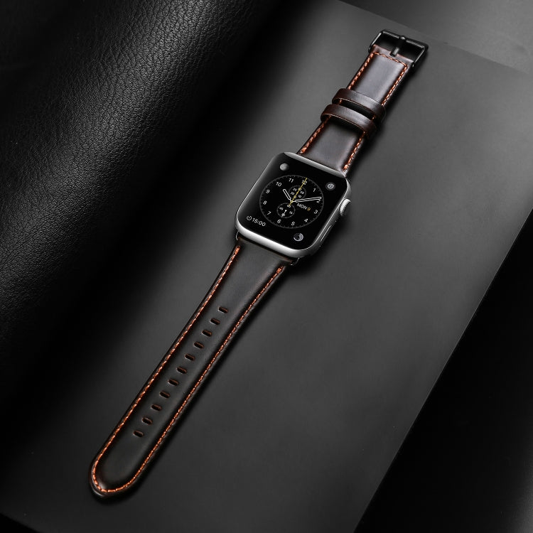 Lisslune | For Apple Watch Series 9 45mm DUX DUCIS Business Leather Watch Strap (Coffee)