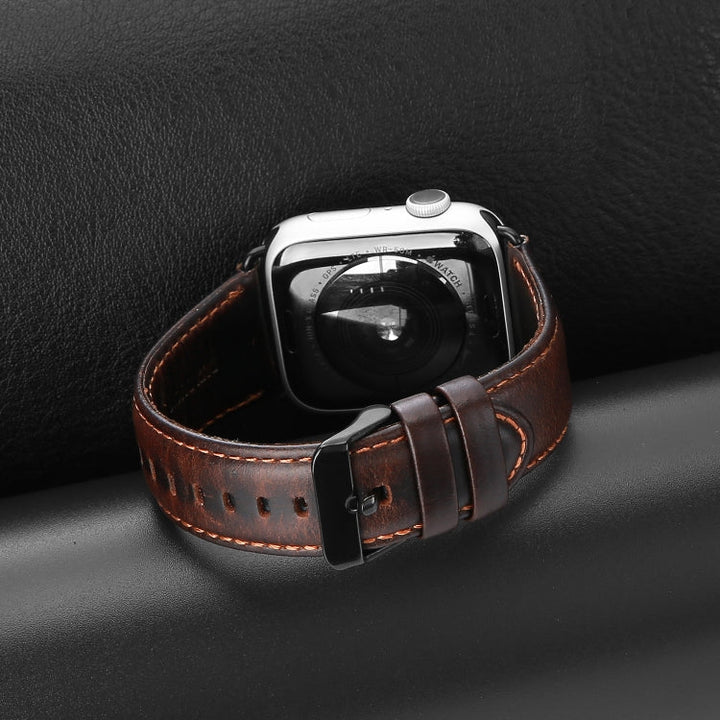 Lisslune | For Apple Watch SE 2022 40mm DUX DUCIS Business Leather Watch Band (Coffee)