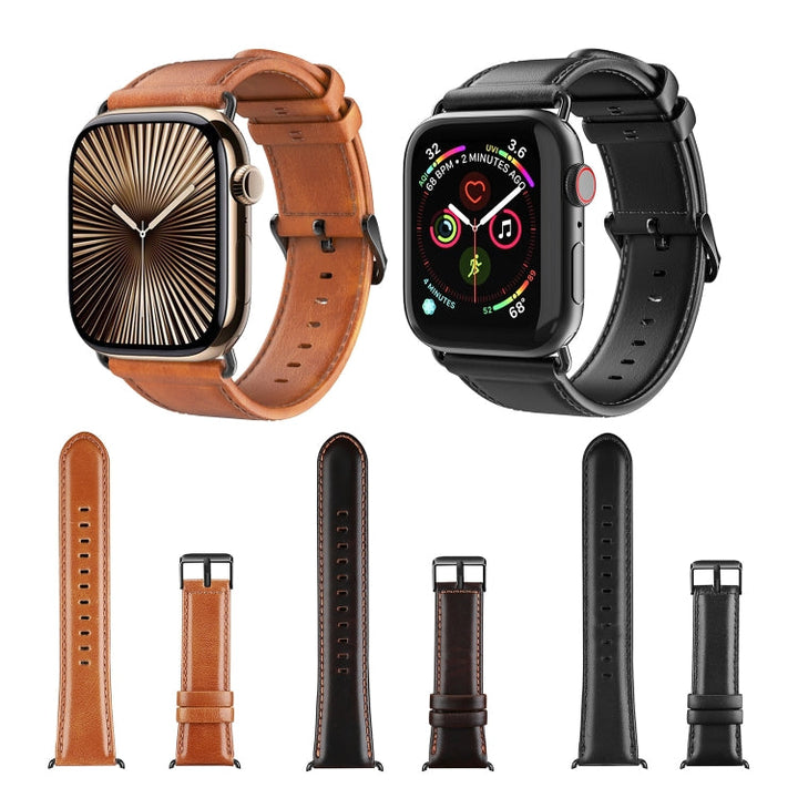 Lisslune | For Apple Watch 42mm DUX DUCIS Business Genuine Leather Watch Strap (Khaki)