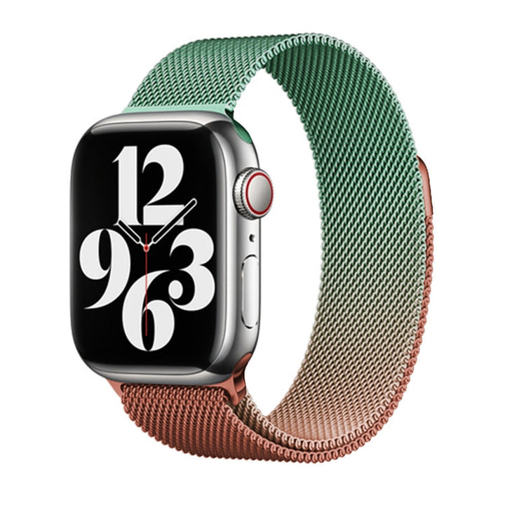 Lisslune | For Apple Watch Ultra 49mm Milan Gradient Loop Magnetic Clasp Watch Band (Orange Green)
