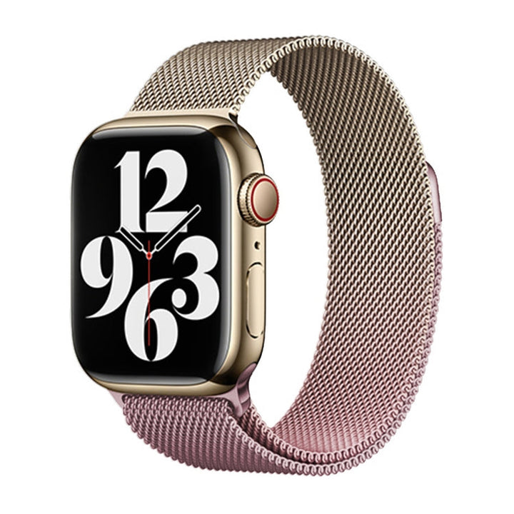 Lisslune | For Apple Watch Ultra 49 mm Milan Gradient Loop Magnetic Closure Strap (Gold Light Pink)
