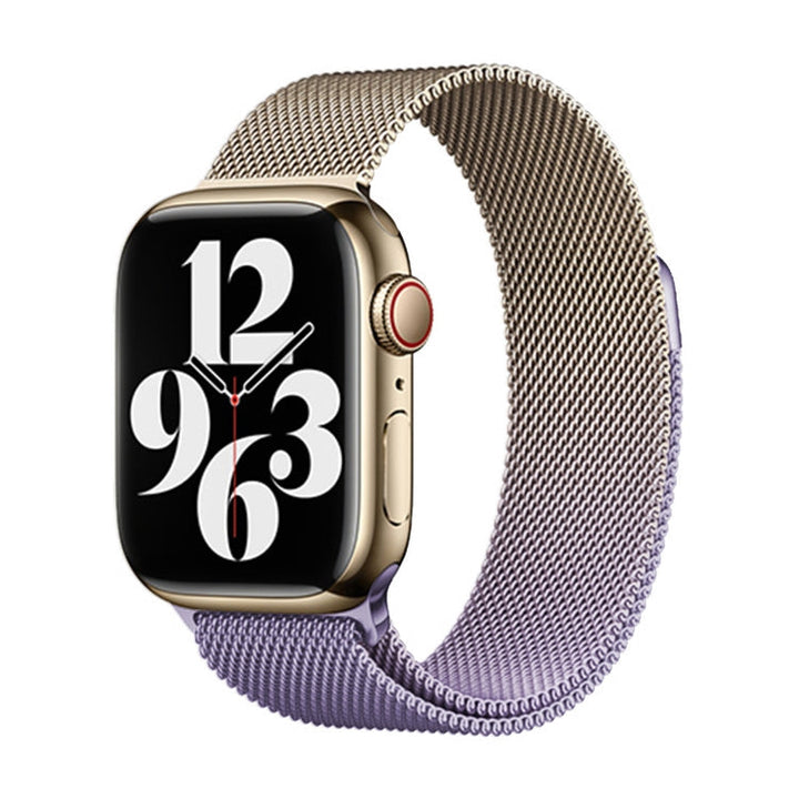 Lisslune | For Apple Watch Ultra 49mm Milan Gradient Loop Magnetic Closure Watch Band (Gold Lavender)